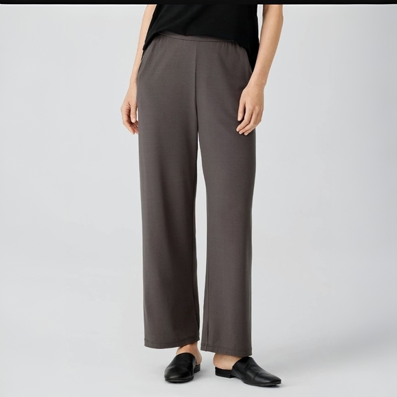 Eileen Fisher Pants - Eileen Fisher Viscose Blend Cigarette Straight Wide Leg Gray Minimalist Pants M